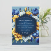 Invitation Mariage Fleurie Vibrante de Saphir (Debout devant)