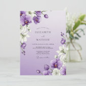 Invitation Mariage Fleurir d'Orchidée Lavande (Debout devant)