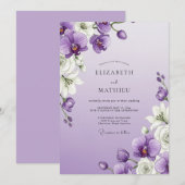 Invitation Mariage Fleurir d'Orchidée Lavande (Devant / Derrière)