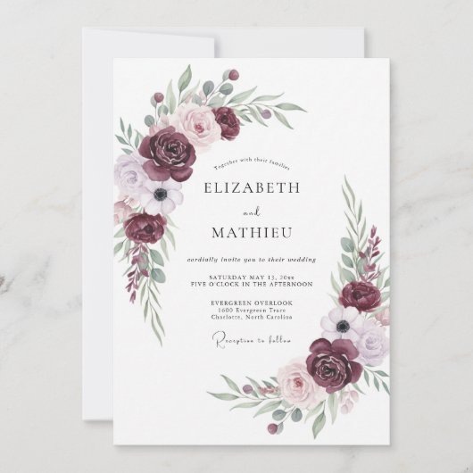 Invitation Mariage Fleurir Fleur de Bourgogne Améthyste (Devant)