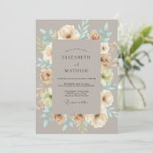 Invitation Mariage Fleurir Taupe (Debout devant)