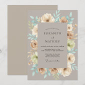Invitation Mariage Fleurir Taupe (Devant / Derrière)