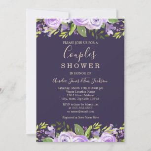 Invitation Mariage Fleuris Aquarelle Violette pour Couples