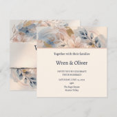 Invitation Mariage Fleuris Bleu Clair (Devant / Derrière)