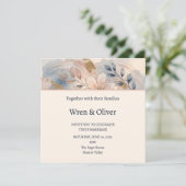 Invitation Mariage Fleuris Bleu Clair (Debout devant)