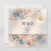 Invitation Mariage Fleuris Bleu Clair (Dos)