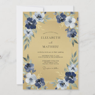 Invitation Mariage Fleuris Botaniques de la Marine