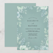 Invitation Mariage Fleuris Botaniques Douce Teinte (Devant / Derrière)