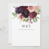 Invitation Mariage Fleuris Bourgogne et Rose 2 (Dos)
