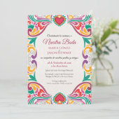 Invitation Mariage Fleuris Coloré Fiesta Boda Espagnol (Debout devant)
