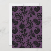 Invitation Mariage Fleuris Damassé Violet Foncé (Dos)
