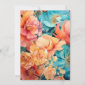 Invitation Mariage Fleuris de Corail, Turquoise et Or (Dos)