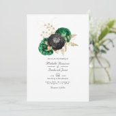 Invitation Mariage Fleuris Émeraude Foncé et Or avec QR Code (Debout devant)