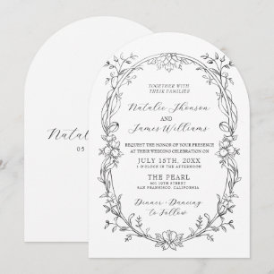 Invitation Mariage Fleuris Noir Et Blanc Ancien Argent De Fam