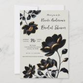 Invitation Mariage Fleuris Noir & Or Greige (Devant)