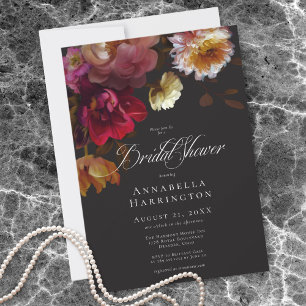 Invitation Mariage Fleuris Noir Tableaux Rouge Bourgogne Ente