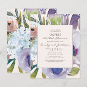 Invitation Mariage Fleuris Rose Violet Bleu (Devant / Derrière)