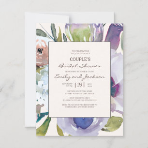 Invitation Mariage Fleuris Rose Violet Bleu