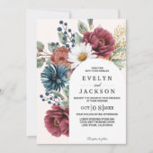 Invitation Mariage Fleuris Rustique d'Automne Grange tourneso (Devant)