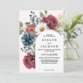 Invitation Mariage Fleuris Rustique d'Automne Grange tourneso (Debout devant)