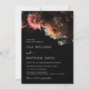 Invitation Mariage Fleuris Sombres Chrysanthème