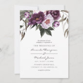 Invitation Mariage Fleuris Velours Profond (Devant)