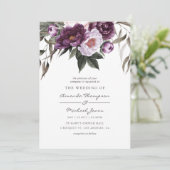 Invitation Mariage Fleuris Velours Profond (Debout devant)