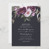 Invitation Mariage Fleuris Velours Profond (Devant)