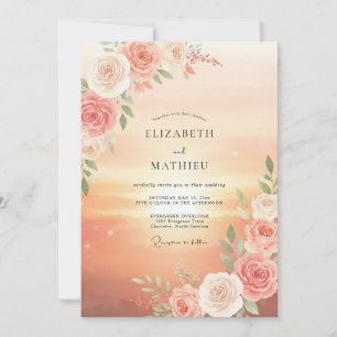 Invitation Mariage Fleurissant à la Fleur de Pêcher