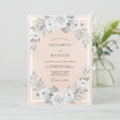 Invitation Mariage Fleurissant à la Rose Pêche (Debout devant)