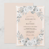 Invitation Mariage Fleurissant à la Rose Pêche (Devant / Derrière)