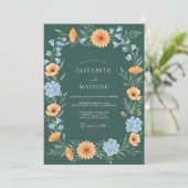 Invitation Mariage Fleurissant à l'Arche Florale Vert Profond (Debout devant)