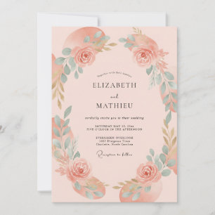 Invitation Mariage Fleurissant aux Pétales de Pêche