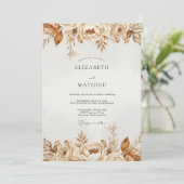 Invitation Mariage Fleurissant Botanique Brun (Debout devant)