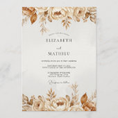 Invitation Mariage Fleurissant Botanique Brun (Devant)