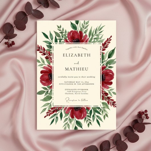 Invitation Mariage Fleurissant Bourguignon