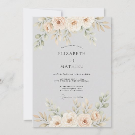 Invitation Mariage Fleurissant de Pêcher (Devant)