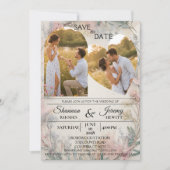 Invitation Mariage Fleurissant Double Photo (Devant)
