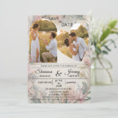 Invitation Mariage Fleurissant Double Photo (Debout devant)
