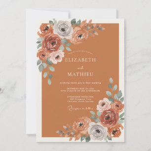 Invitation Mariage Fleurissant en Terre Cuite