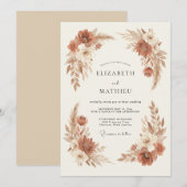 Invitation Mariage Fleurissant en Terre Cuite (Devant / Derrière)