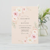 Invitation Mariage Fleurissant Rose Douce Pêche (Debout devant)