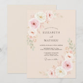 Invitation Mariage Fleurissant Rose Douce Pêche (Devant / Derrière)