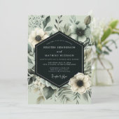 Invitation Mariage Fleurissant Vert Sauge (Debout devant)
