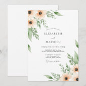 Invitation Mariage Fleurissement de Pêcher (Devant / Derrière)