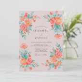 Invitation Mariage Fleurissement Impressionniste de Corail (Debout devant)
