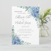 Invitation Mariage Fleuriste à Budget avec Hydrangea Bleu (Debout devant)