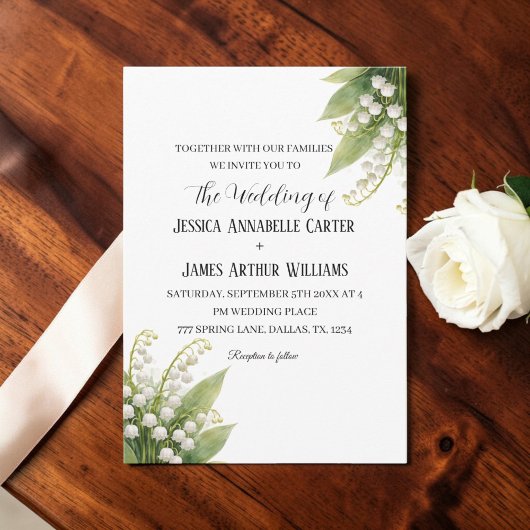Invitation Mariage Fleuriste Aquarelle Blanc Muguet