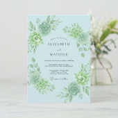 Invitation Mariage Fleuriste Bleu Céleste (Debout devant)