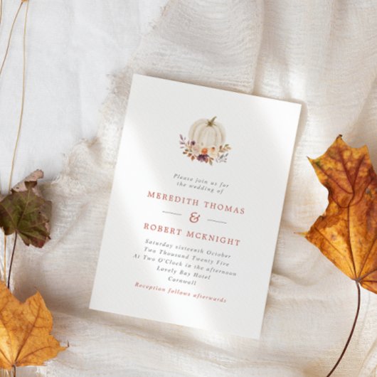 Invitation Mariage Fleuriste de Citrouille Blanche Pourpre &